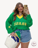 Conjunto Brasil Blusa + Short Jeans | ClosetPlusSize