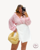 Camisa Listrada Renda | ClosetPlusSize