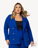 Blazer Elis Plus Size em Alfaiataria Azul | ClosetPlusSize