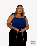 Blusa Cropped De Bico Feminino Plus Size Alça De Amarrar | ClosetPlusSize
