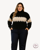 Blusa Tricot Bicolor Preto e Branco | ClosetPlusSize