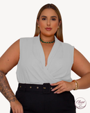 Blusa Manu Ellas Modas Plus Size Decote Cruzada Feminina | ClosetPlusSize
