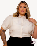Camisa Feminina Plus Size Manu Ellas Com Laise Renda | ClosetPlusSize