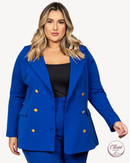 Blazer Elis Plus Size em Alfaiataria Azul | ClosetPlusSize