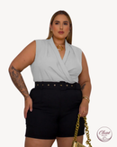Blusa Manu Ellas Modas Plus Size Decote Cruzada Feminina | ClosetPlusSize