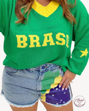Conjunto Brasil Blusa + Short Jeans | ClosetPlusSize