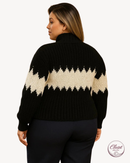 Blusa Tricot Bicolor Preto e Branco | ClosetPlusSize