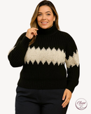 Blusa Tricot Bicolor Preto e Branco | ClosetPlusSize