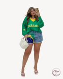 Conjunto Brasil Blusa + Short Jeans | ClosetPlusSize