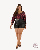 Conjunto Lamalb Xadrez Short Couro | ClosetPlusSize