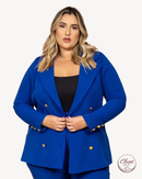 Blazer Elis Plus Size em Alfaiataria Azul | ClosetPlusSize