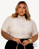 Camisa Feminina Plus Size Manu Ellas Com Laise Renda | ClosetPlusSize
