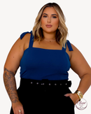 Blusa Cropped De Bico Feminino Plus Size Alça De Amarrar | ClosetPlusSize