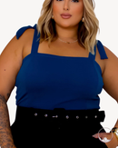 Blusa Cropped De Bico Feminino Plus Size Alça De Amarrar | ClosetPlusSize