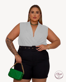 Blusa Manu Ellas Modas Plus Size Decote Cruzada Feminina | ClosetPlusSize
