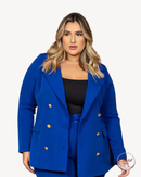 Blazer Elis Plus Size em Alfaiataria Azul | ClosetPlusSize