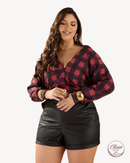 Conjunto Lamalb Xadrez Short Couro | ClosetPlusSize