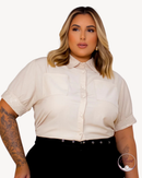 Camisa Feminina Plus Size Manu Ellas Com Laise Renda | ClosetPlusSize