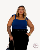 Blusa Cropped De Bico Feminino Plus Size Alça De Amarrar | ClosetPlusSize