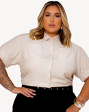Camisa Feminina Plus Size Manu Ellas Com Laise Renda | ClosetPlusSize