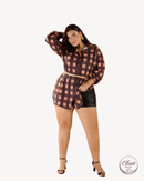 Conjunto Lamalb Xadrez Short Couro | ClosetPlusSize