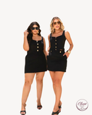 Conjunto Blusa com Botões e Saia Detalhe Cós | ClosetPlusSize