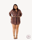 Conjunto Lamalb Xadrez Short Couro | ClosetPlusSize